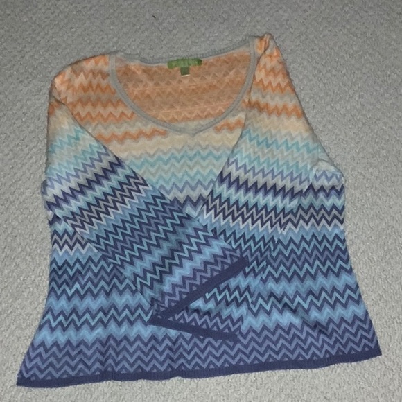 Sigrid Olsen Silk Rayon Zig Zag Pattern Pullover V Neck Top Petite Large Modern - Picture 5 of 13